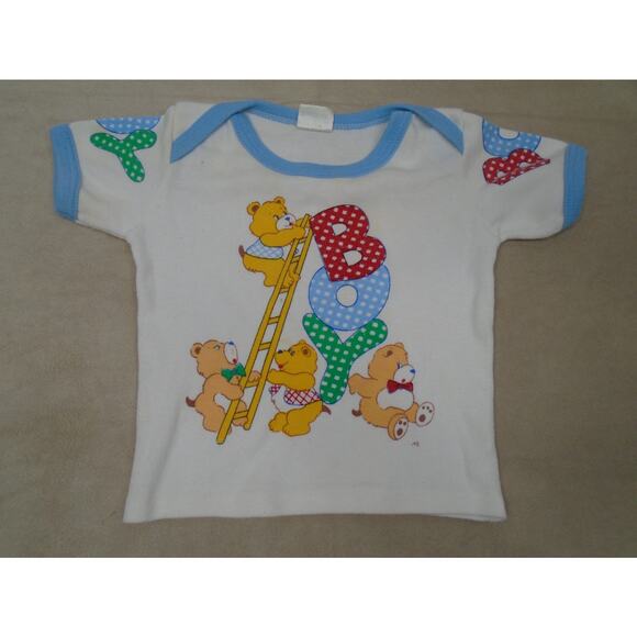 Vintage 90s Hopscotch Baby Boy 12 Months Top Teddy Bears Graphic Print - Picture 1 of 8